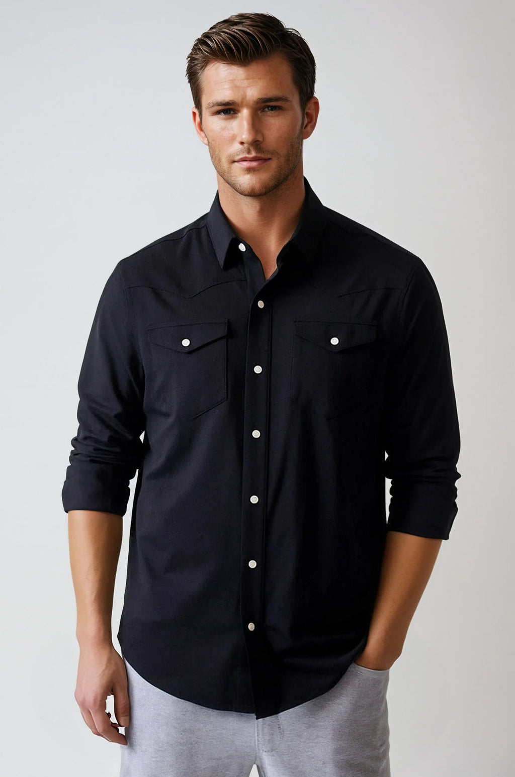 Buki Buki’s Cinqo Western Tech Shirt - Black — main product shot