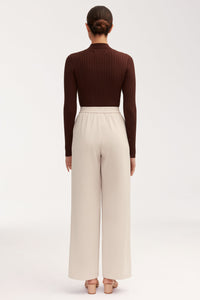 Blair Wide Rib Knit Bodysuit - Dark Brown Bodysuits Veiled 