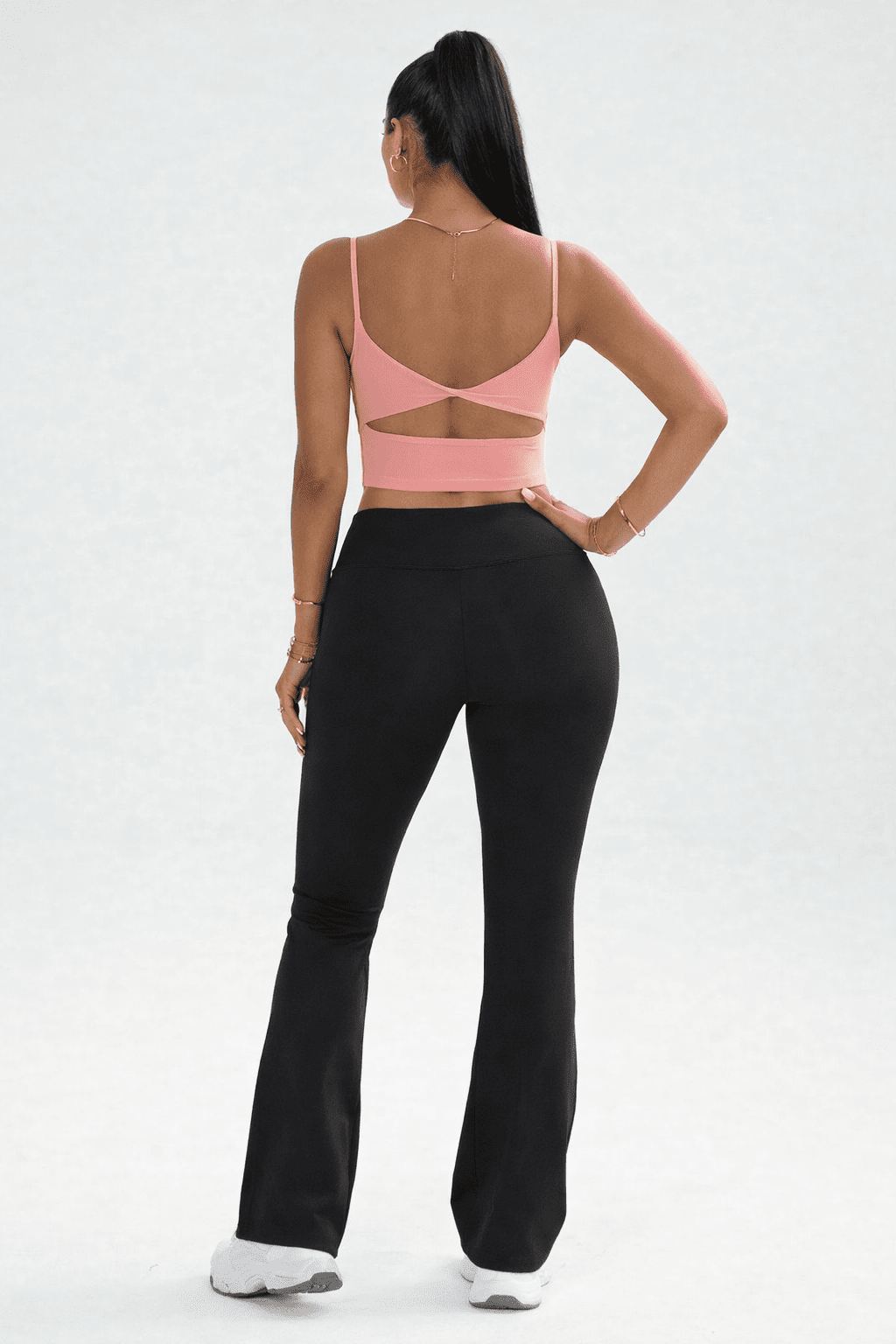 Blaire Sport Twist Back Crop Tank Top Sports Bra with Pads