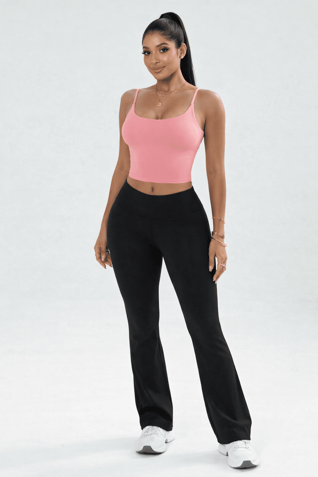 Blaire Sport Twist Back Crop Tank Top Sports Bra with Pads