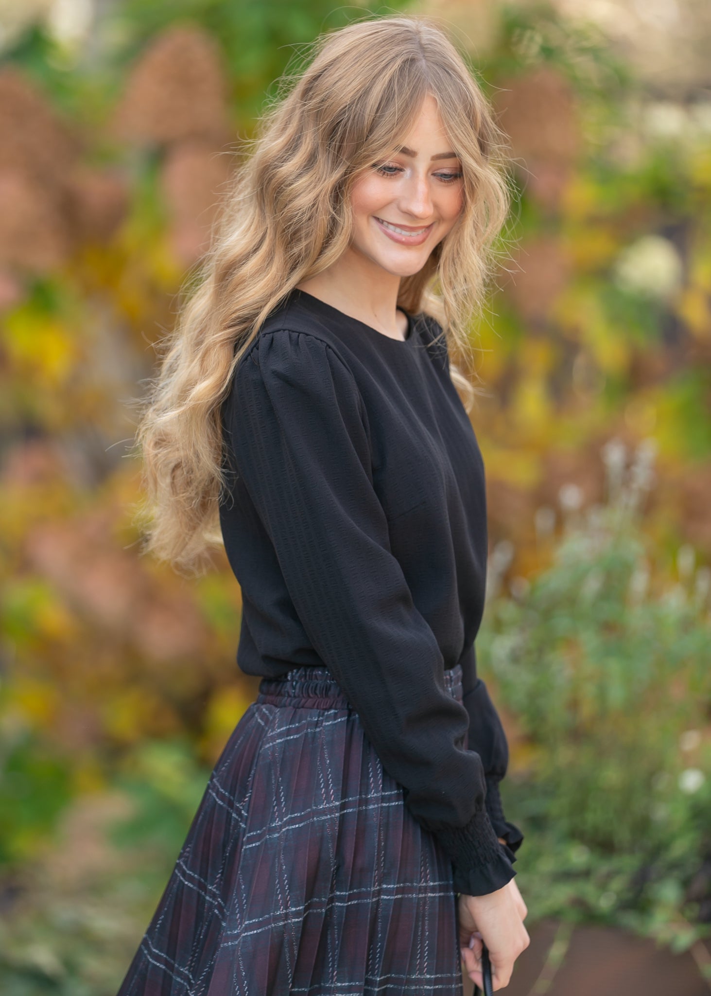 Inherit Co. Blake Cinched Sleeve Blouse — in-use photo