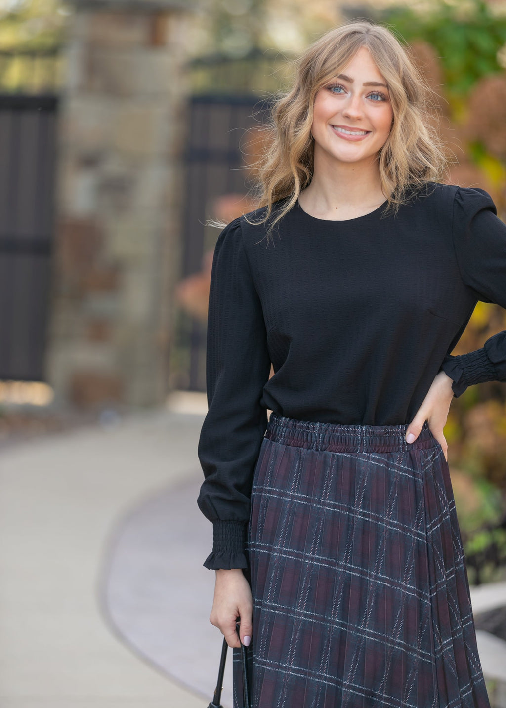 Inherit Co. Blake Cinched Sleeve Blouse — lifestyle context