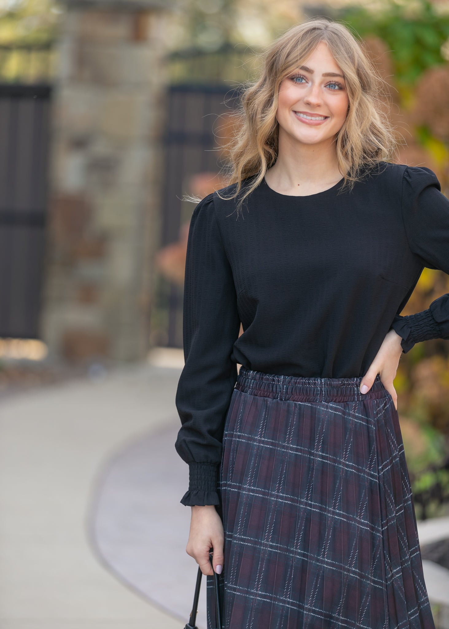 Inherit Co. Blake Cinched Sleeve Blouse — lifestyle context