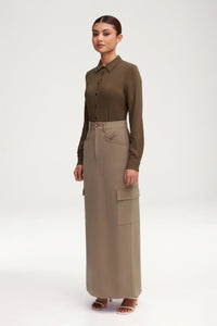 Blake Utility Maxi Skirt - Taupe Clothing Veiled 