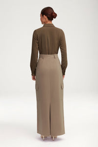 Blake Utility Maxi Skirt - Taupe Clothing Veiled 