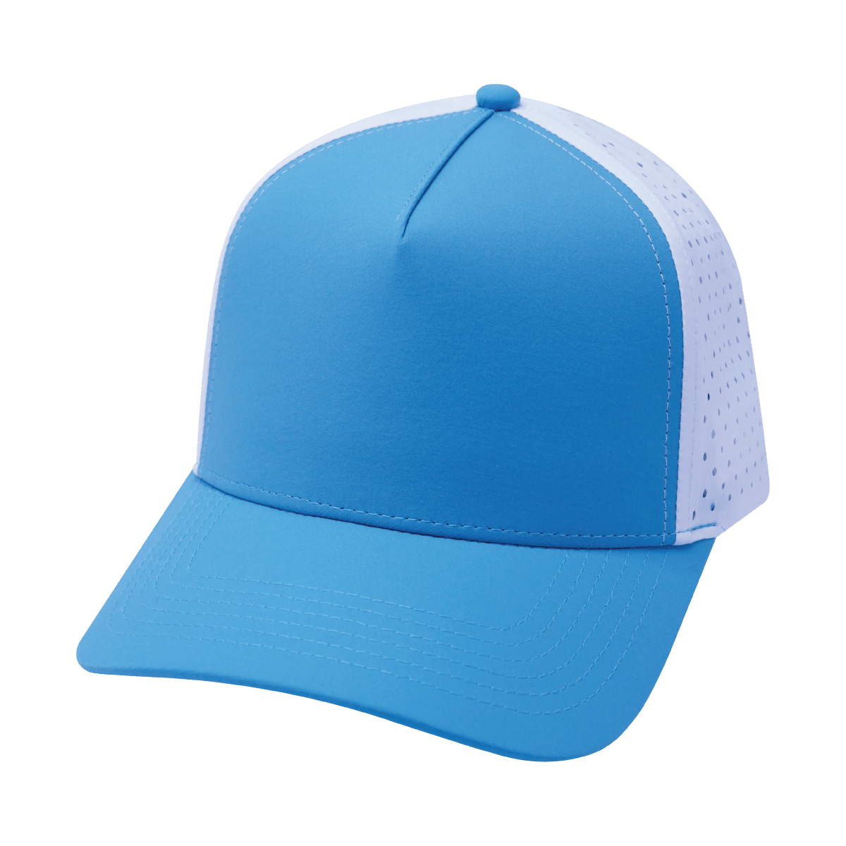 The Heartbeat Brand Blank 5 Panel Hat — Structured / Neon Blue Green / White (Unisex) — main product shot
