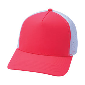 Blank 5 Panel Hat — Structured / Neon Peach / White (Unisex)