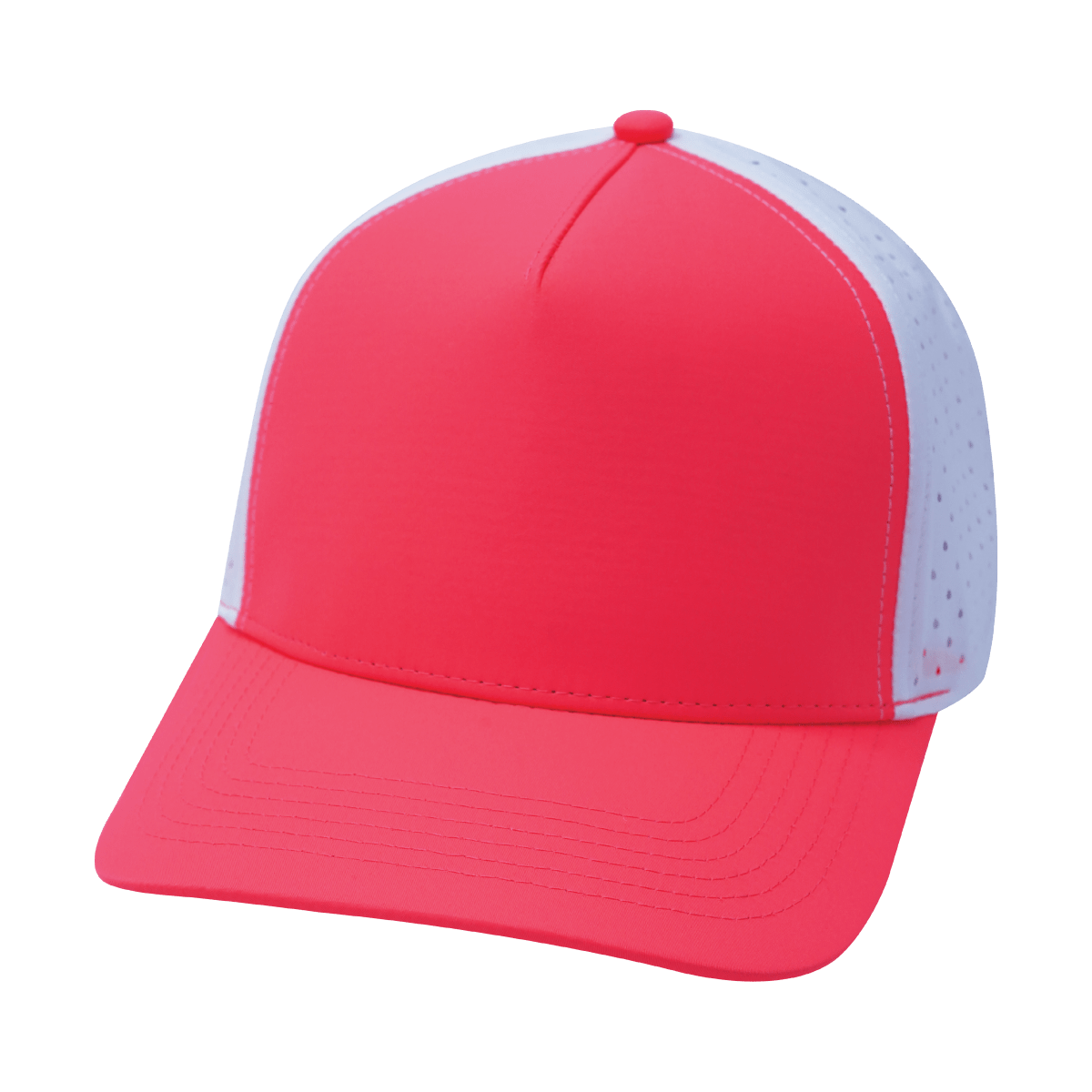 The Heartbeat Brand Blank 5 Panel Hat — Structured / Neon Peach / White (Unisex) — main product shot