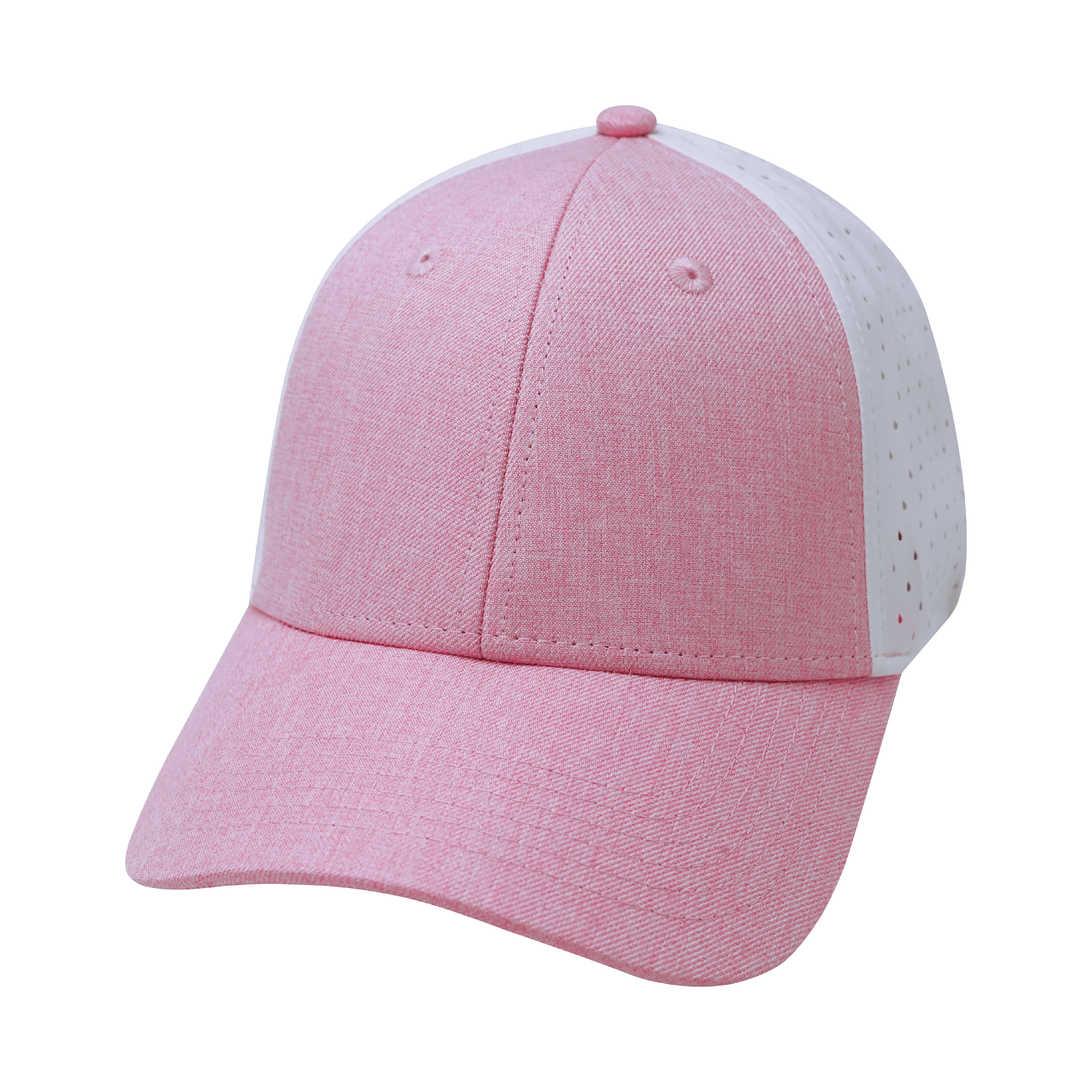 The Heartbeat Brand Blank 6 Panel Hat — Shallow Fit / Pony Tail / Pink / White (Unisex) — main product shot