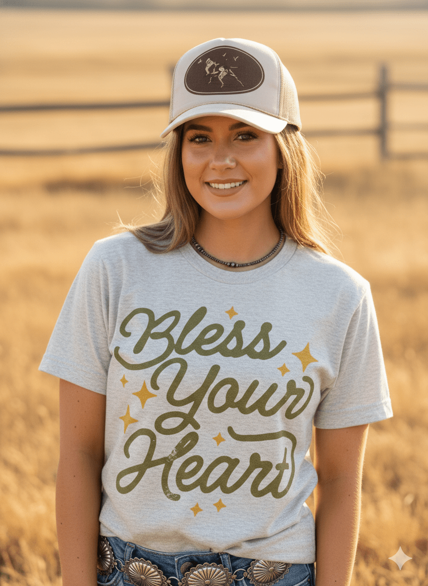 Wild Junkie Bless Your Heart Graphic Tee — construction detail