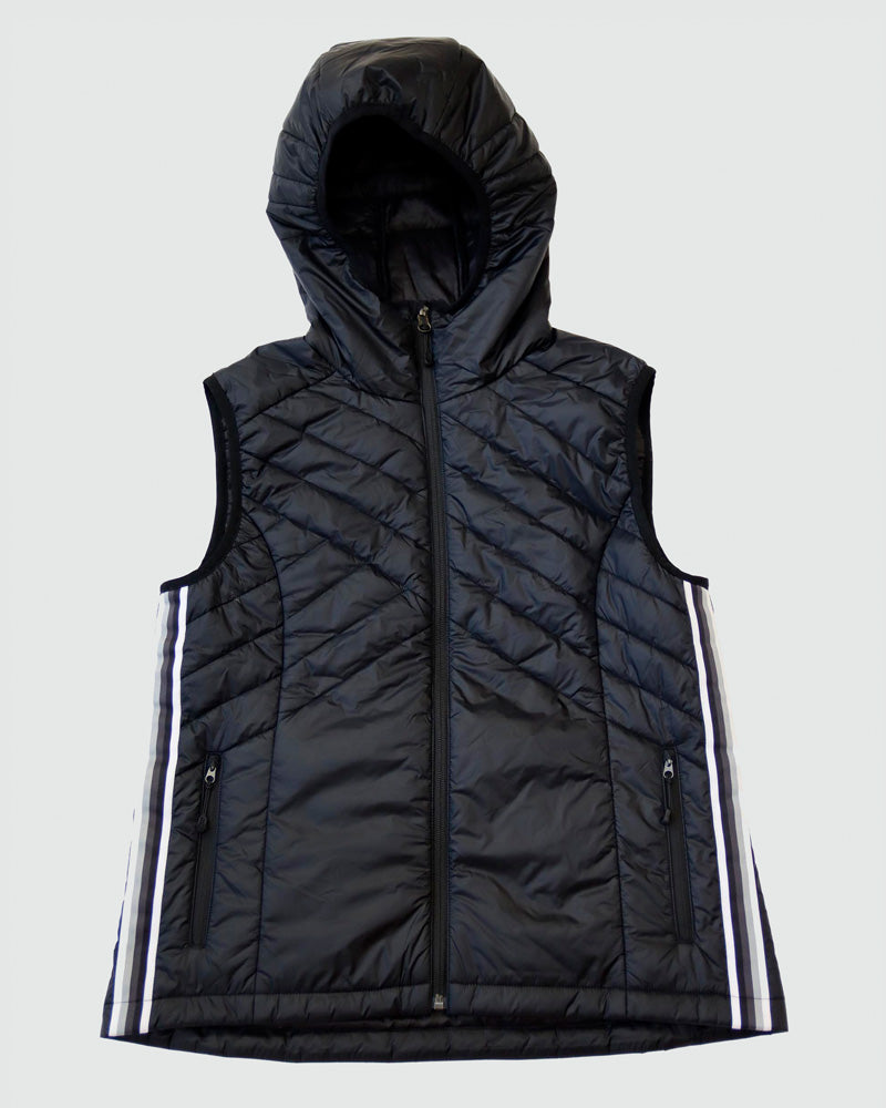 Goal Five Powerstripe Eco-Friendly Down Hooded Vest — detail close-up