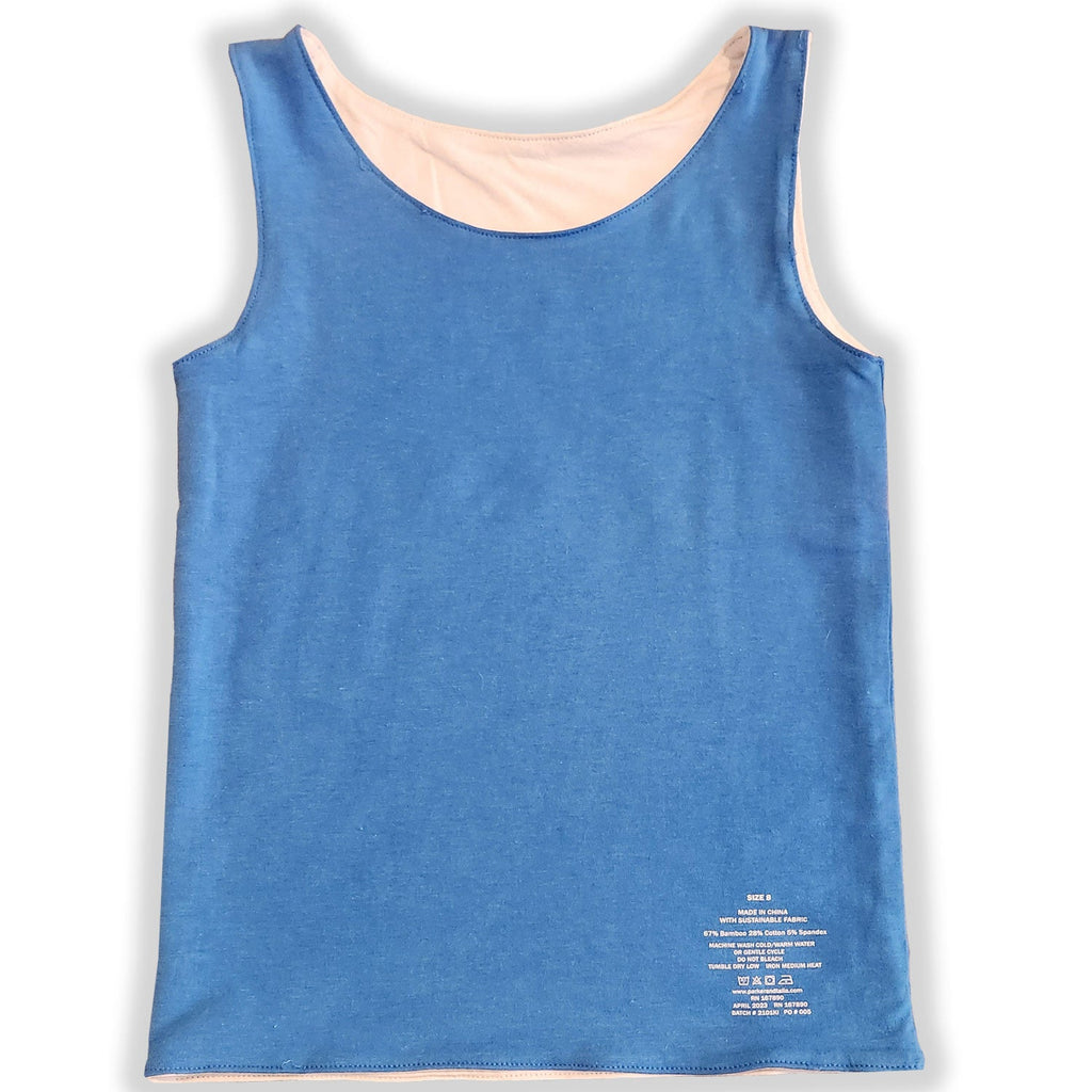 ParkerandTalia The Sensory Compression Comfort Reversible Tank - Blue/White — detail close-up