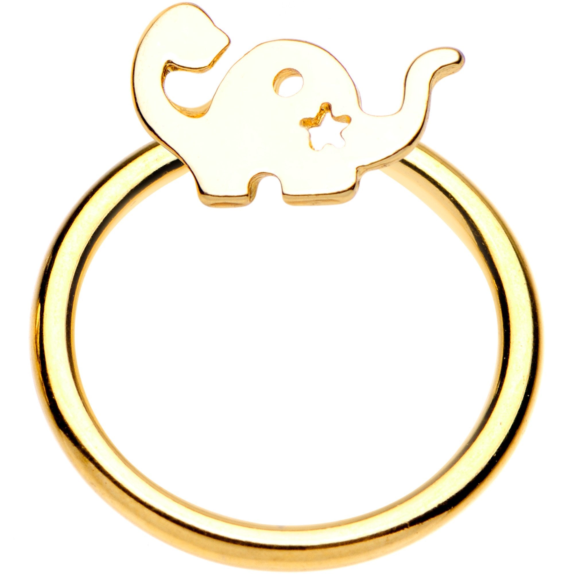 BodyCandy 14G 3/8 Gold Tone IP Dinosaur Brontosaurus BCR Captive Ring — main product shot