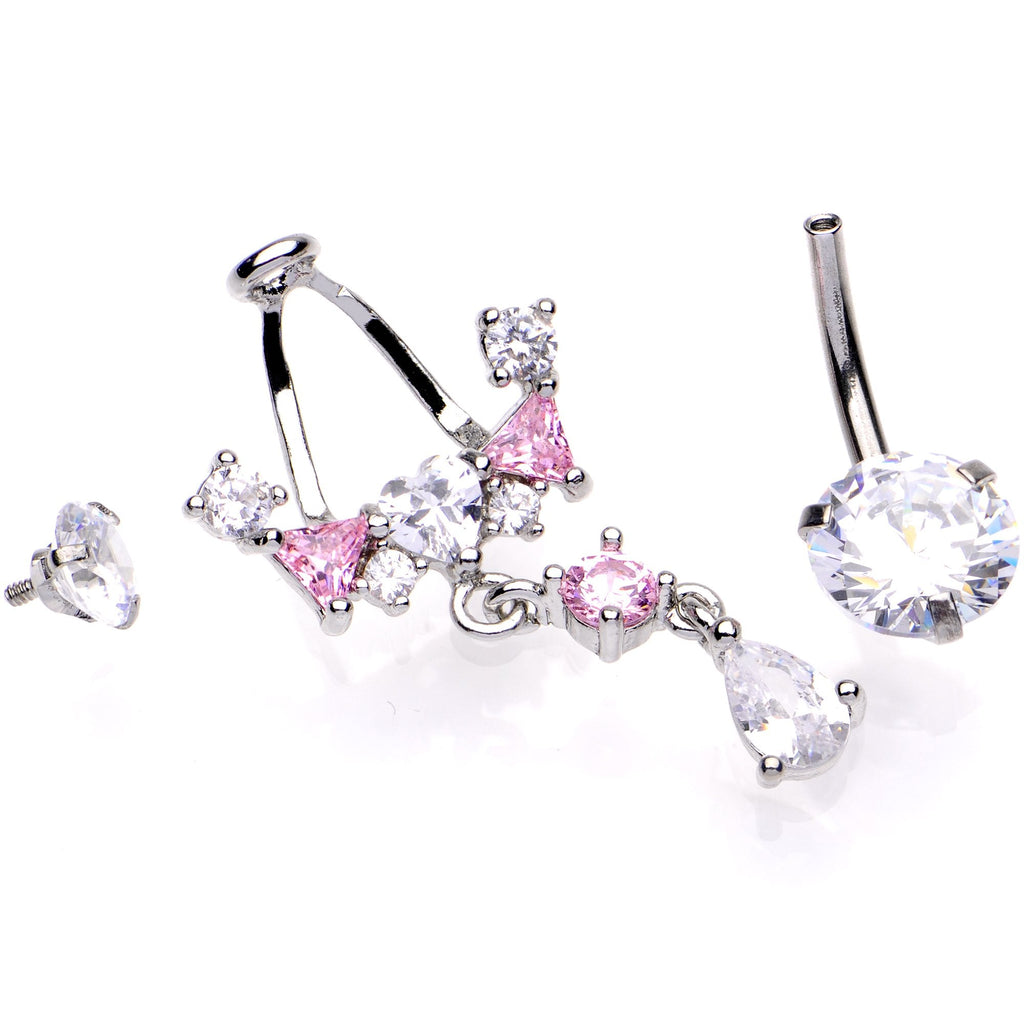 BodyCandy Clear Pink CZ Gem Alluring Elegance Dangle Belly Ring — lifestyle context