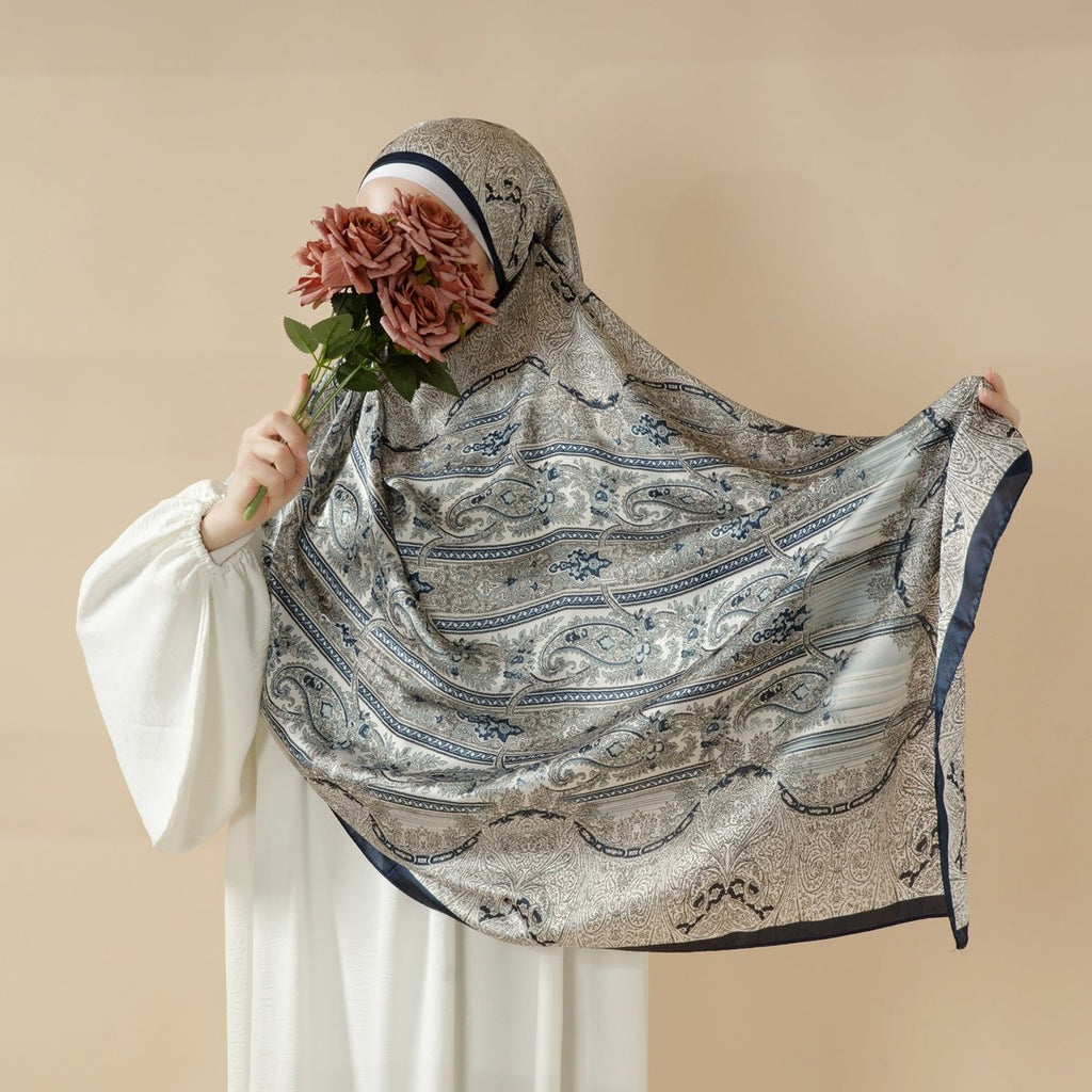 Mariam's Collection Bohemian Paisley Print Soft Scarf – Lightweight Long Shawl & Modest Hijab… — Mariam's Collection branding close-up