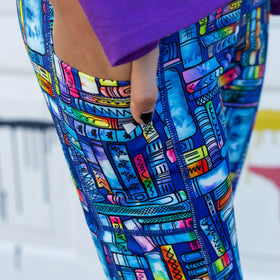 "Lost in the Stacks" Books Leggings with Pockets