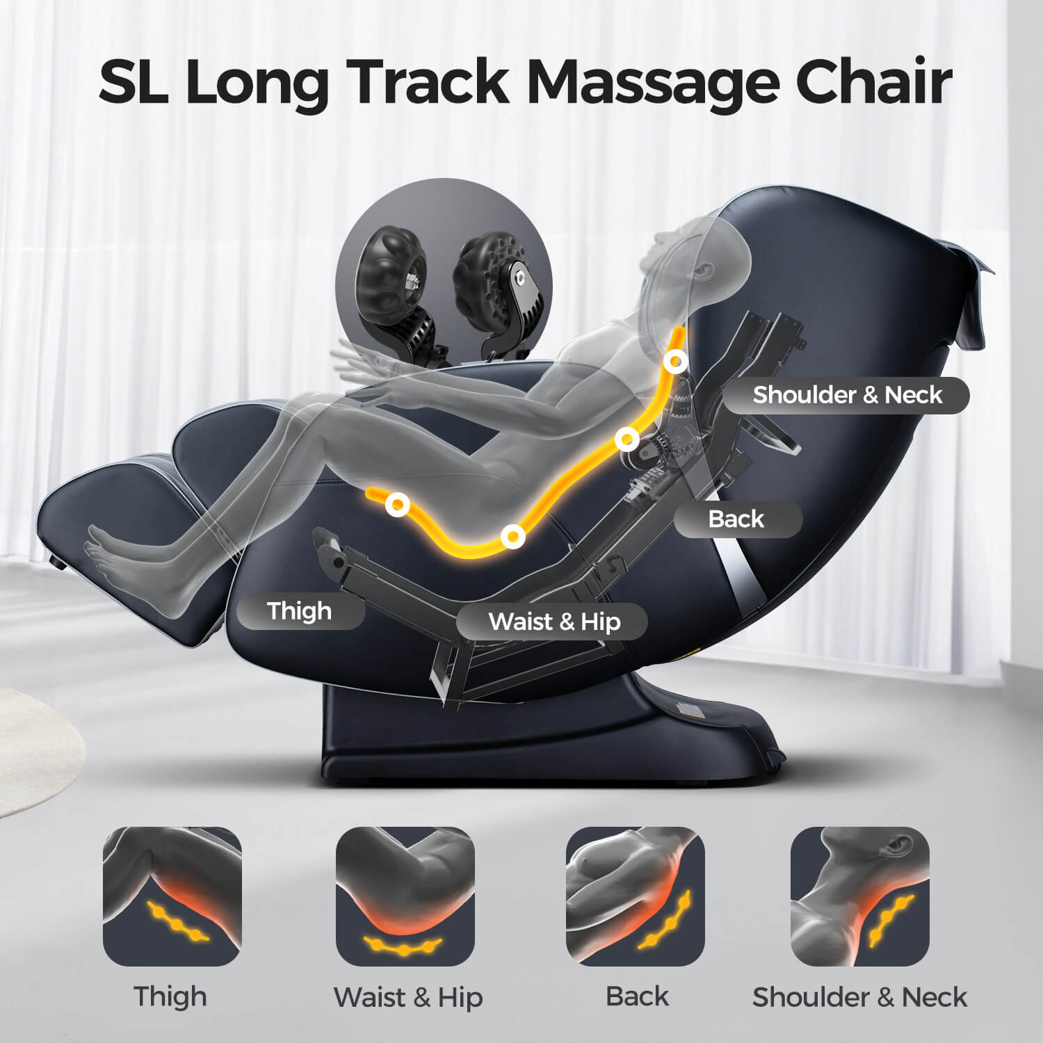 Bosscare Full Body 3D Zero Gravity Shiatsu Recline Massage Chair With Waist Heating (SAK37215) – SAKSBY WHOLESALE, view 8