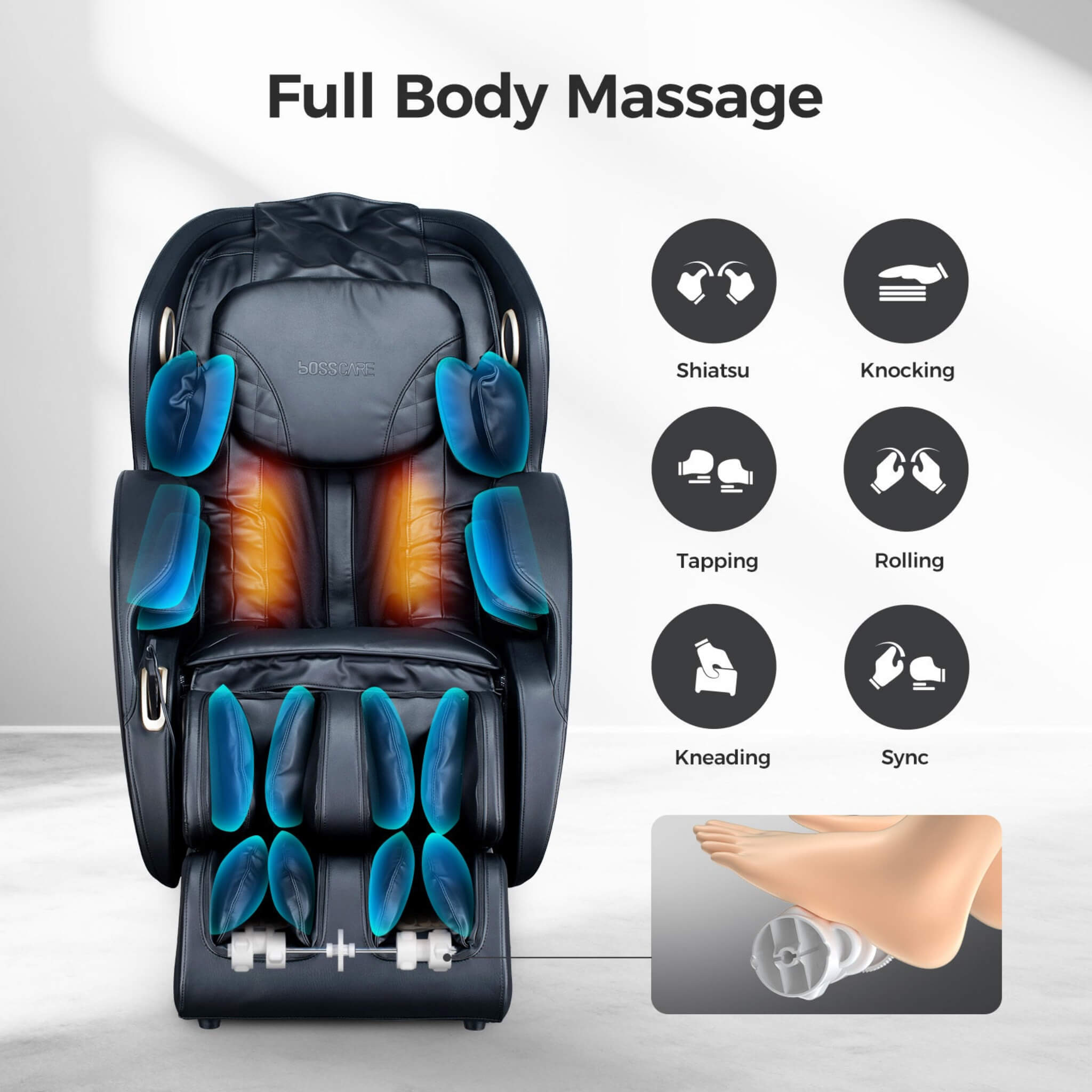Bosscare Full Body 3D Zero Gravity Shiatsu Recliner Massage Chair With App (SAK32840) – SAKSBY WHOLESALE, view 4
