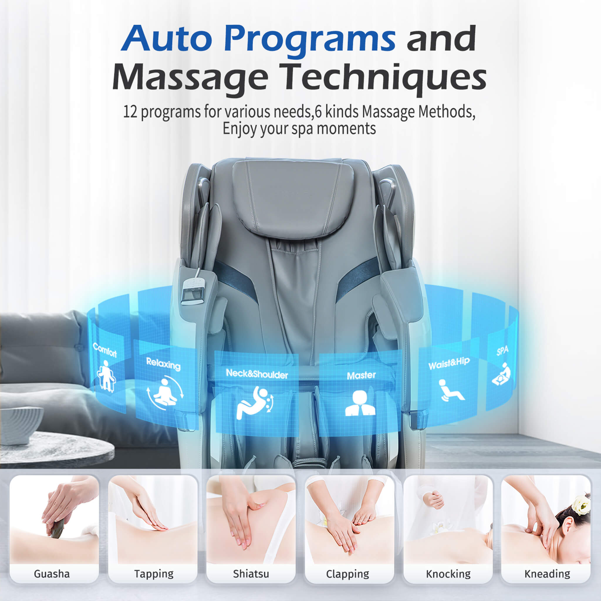Bosscare Premium Full Body Zero Gravity Massage Chair With Ai Voice And App Control, Gray (SAK35970) – SAKSBY WHOLESALE, view