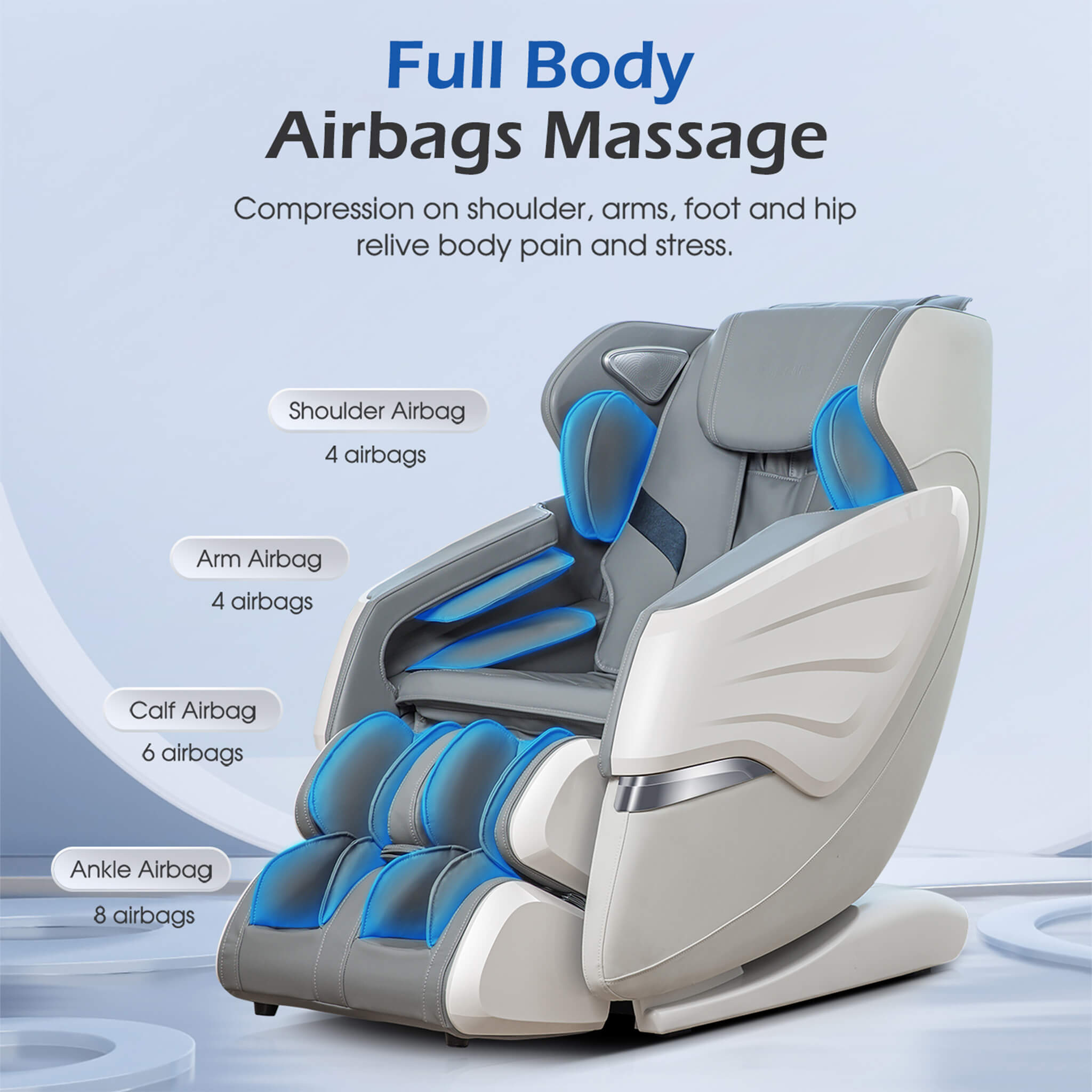 Bosscare Premium Full Body Zero Gravity Massage Chair With Ai Voice And App Control, Gray (SAK35970) – SAKSBY WHOLESALE, view
