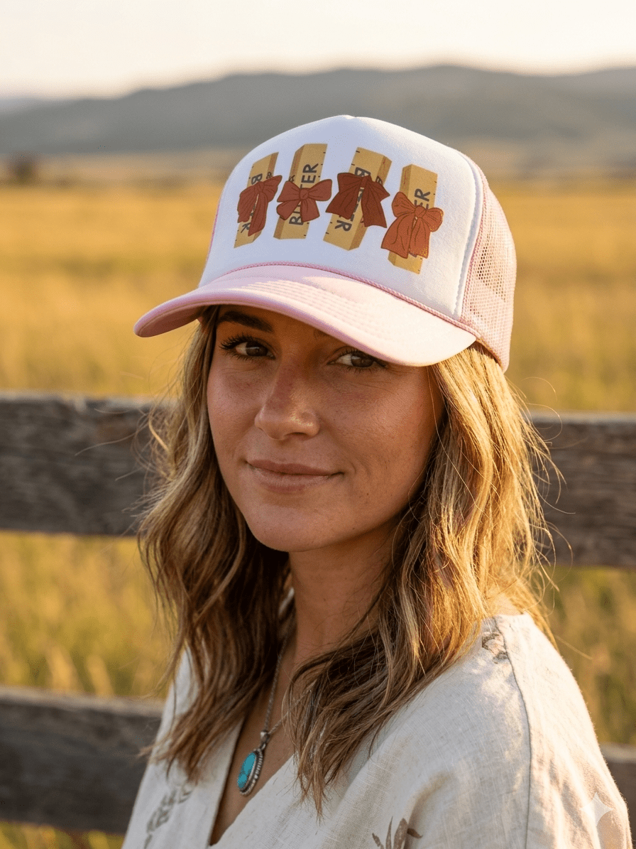 Wild Junkie Bow Butter Sticks Trucker Hat — construction detail