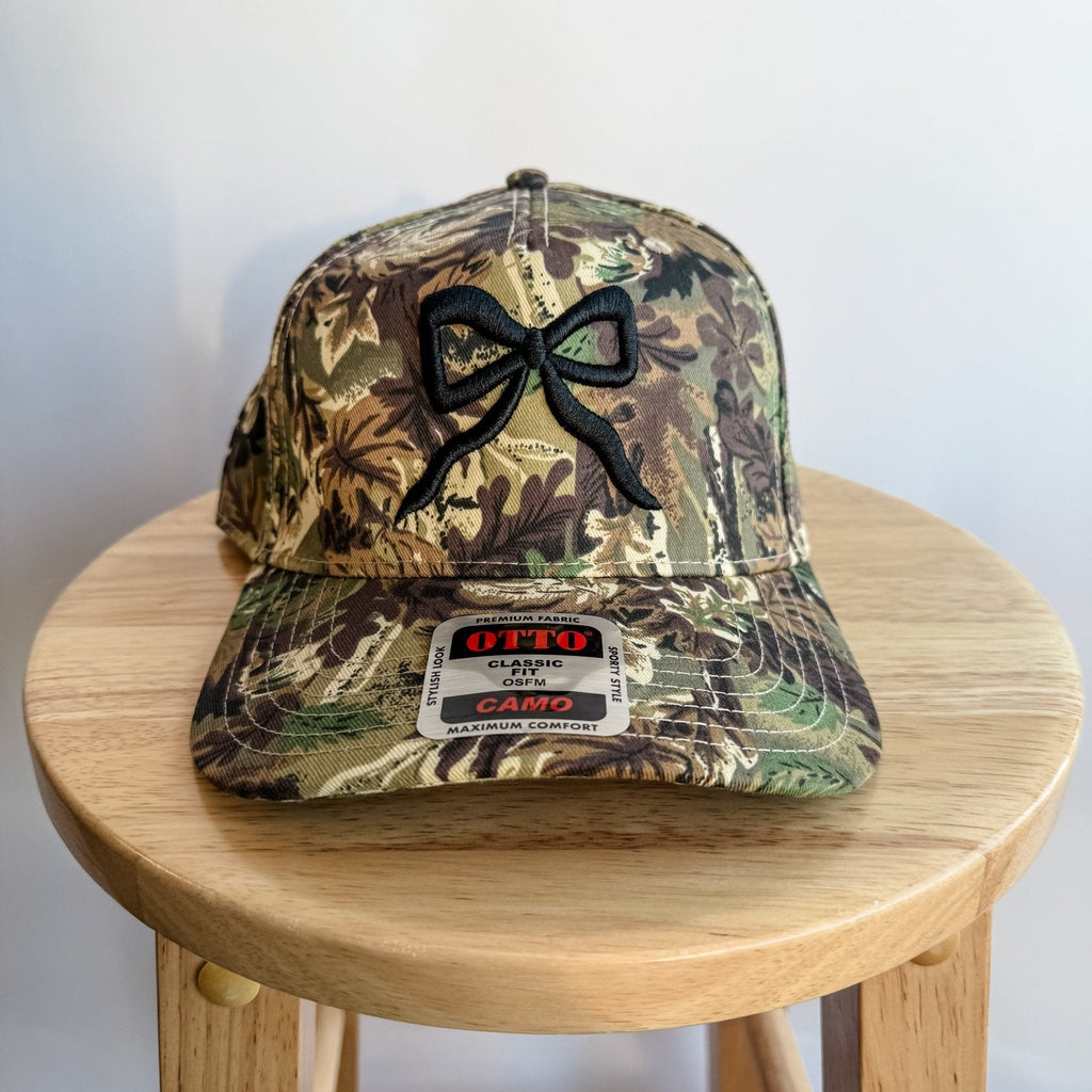 Coco & Rho Bow Camo- Trucker Hat Black — main product shot