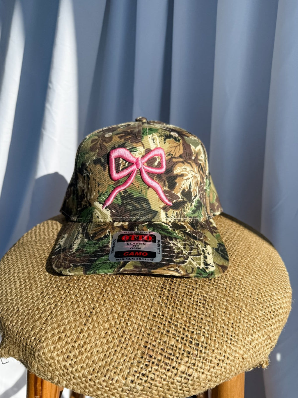 Coco & Rho Bow Camo- Trucker Hat Pink — main product shot
