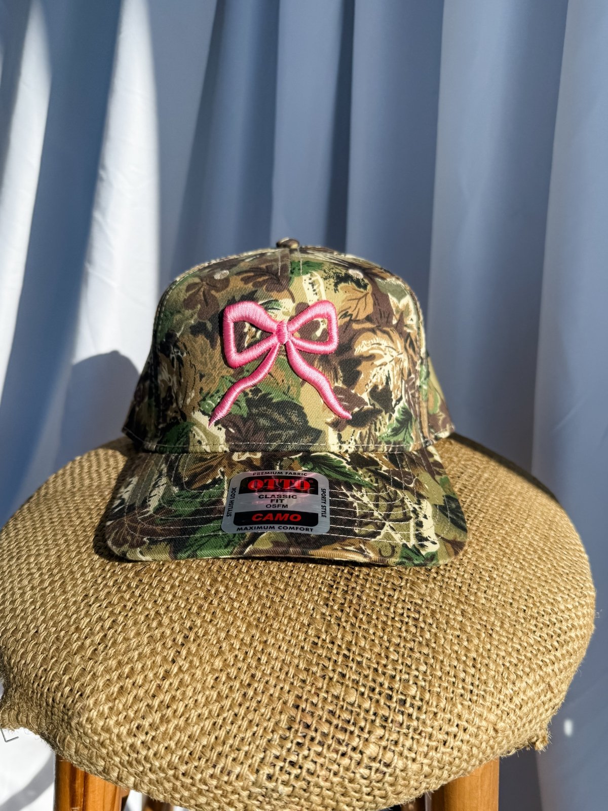 Coco & Rho Bow Camo- Trucker Hat Pink — main product shot