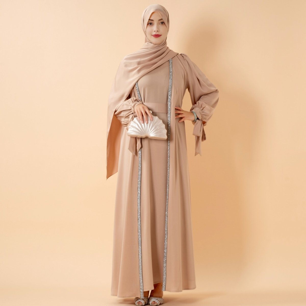 Mariam's Collection Bow Tie Sleeve Abaya Set With Long-sleeve Inner Dress (MOA026) — product category context