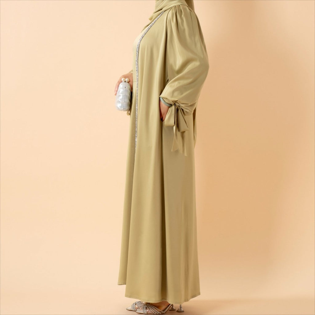 Mariam's Collection Bow Tie Sleeve Abaya Set With Long-sleeve Inner Dress (MOA026) — size reference