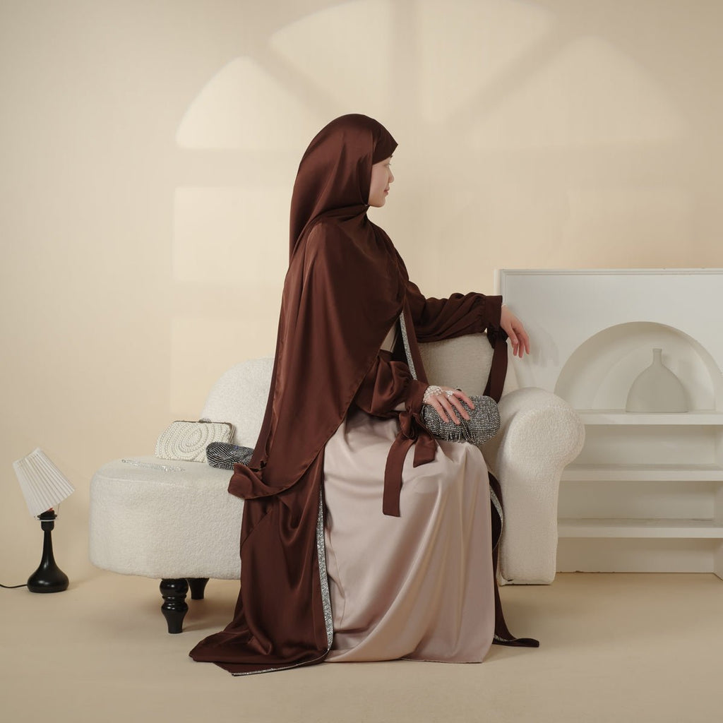 Mariam's Collection Bow Tie Sleeve Abaya Set With Long-sleeve Inner Dress (MOA026) — detail shot 9