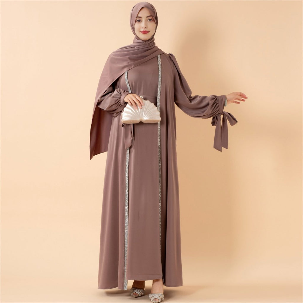 Mariam's Collection Bow Tie Sleeve Abaya Set With Long-sleeve Inner Dress (MOA026) — lifestyle worn / used context