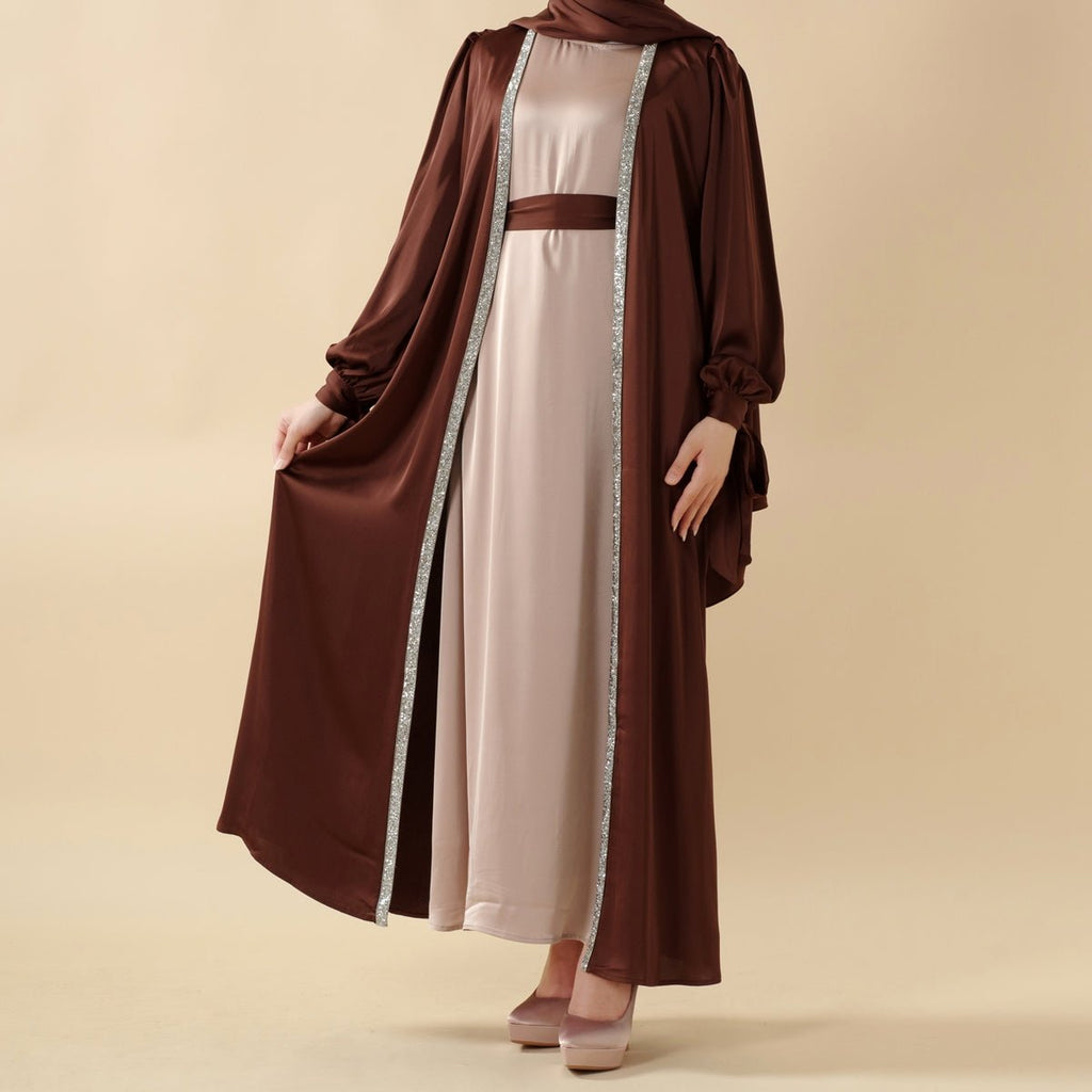 Mariam's Collection Bow Tie Sleeve Abaya Set With Long-sleeve Inner Dress (MOA026) — detail shot 7