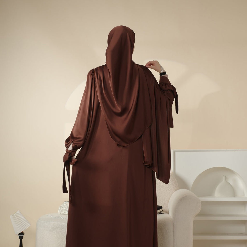 Mariam's Collection Bow Tie Sleeve Abaya Set With Long-sleeve Inner Dress (MOA026) — detail shot 8