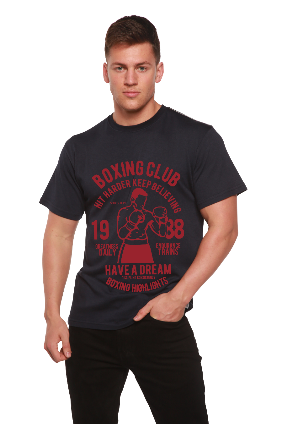 Spun Bamboo Boxing Club Men's Bamboo Viscose/Organic Cotton Short Sleeve Graphic T-Shirt — packaging