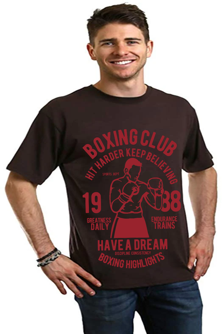 Spun Bamboo Boxing Club Men's Bamboo Viscose/Organic Cotton Short Sleeve Graphic T-Shirt — side view