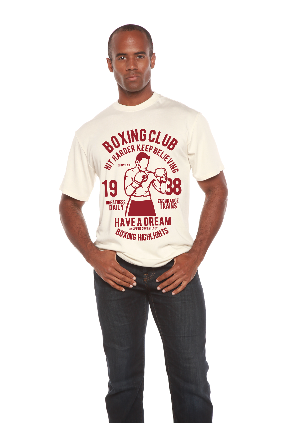Spun Bamboo Boxing Club Men's Bamboo Viscose/Organic Cotton Short Sleeve Graphic T-Shirt — color detail