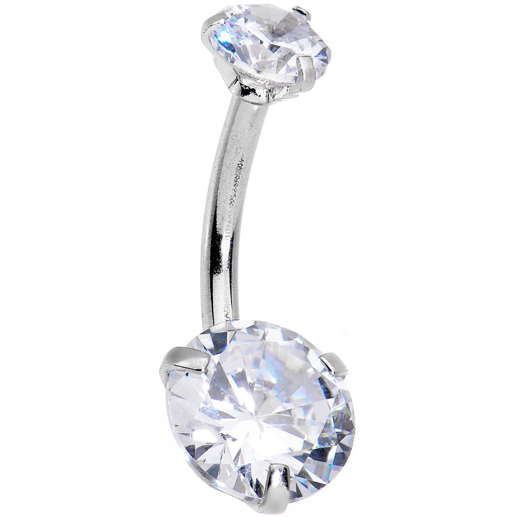 BodyCandy Clear Gem Swagger Sweep Dangle Belly Ring — detail close-up
