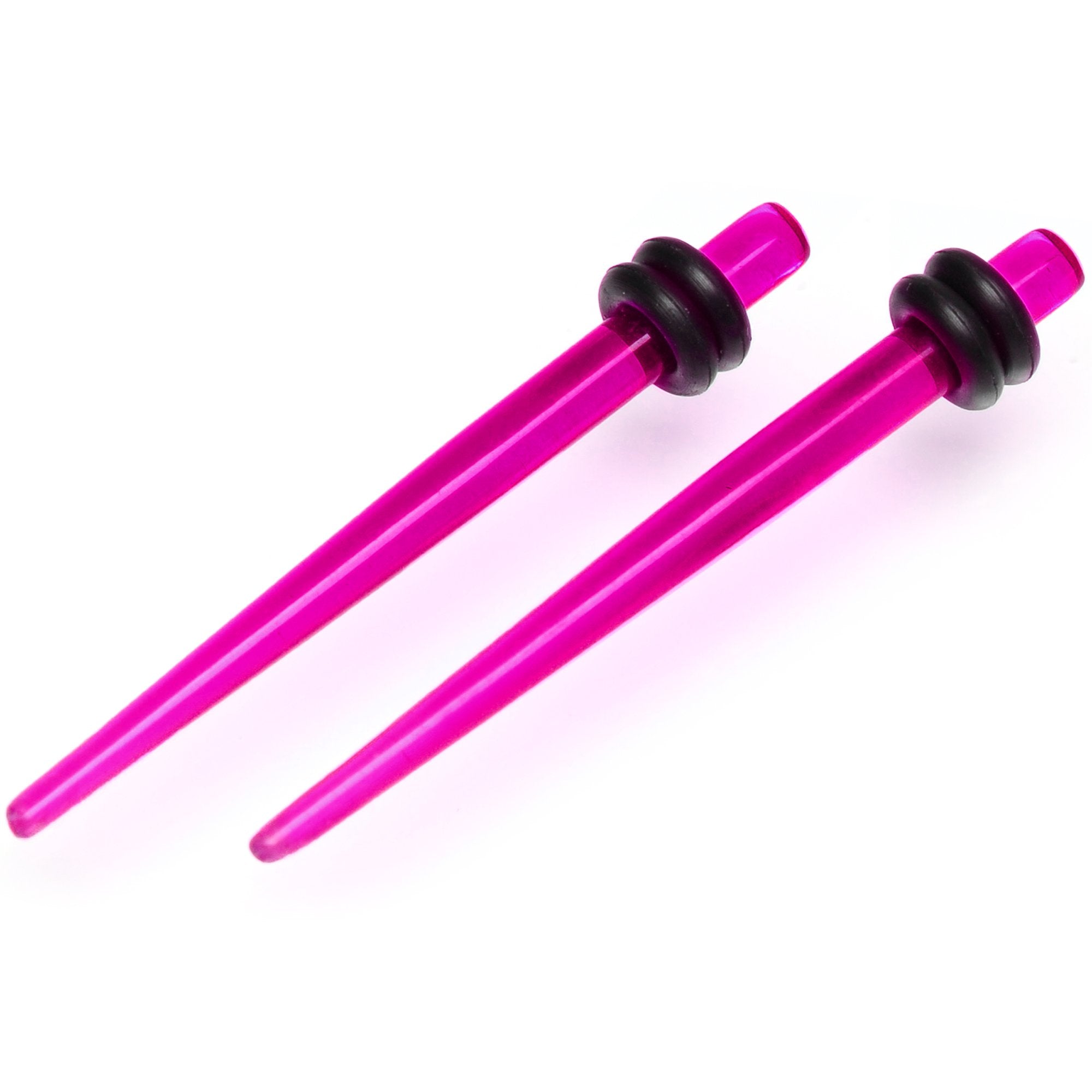 BodyCandy 14 to 00G Fuchsia Acrylic Straight Taper Set 18 Piece Stretching Kit — back view