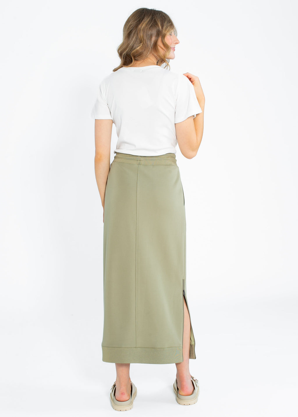 Inherit Co. Bradi Side Zipper Athletic Maxi Skirt — color detail
