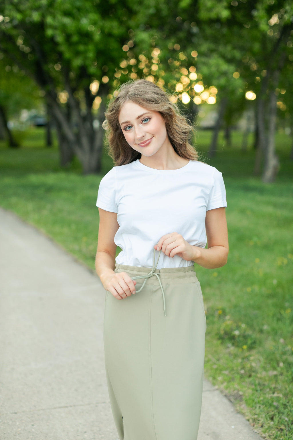 Inherit Co. Bradi Side Zipper Athletic Maxi Skirt — fabric or material detail