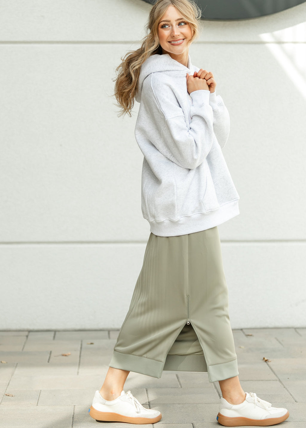 Inherit Co. Bradi Side Zipper Athletic Maxi Skirt — back view