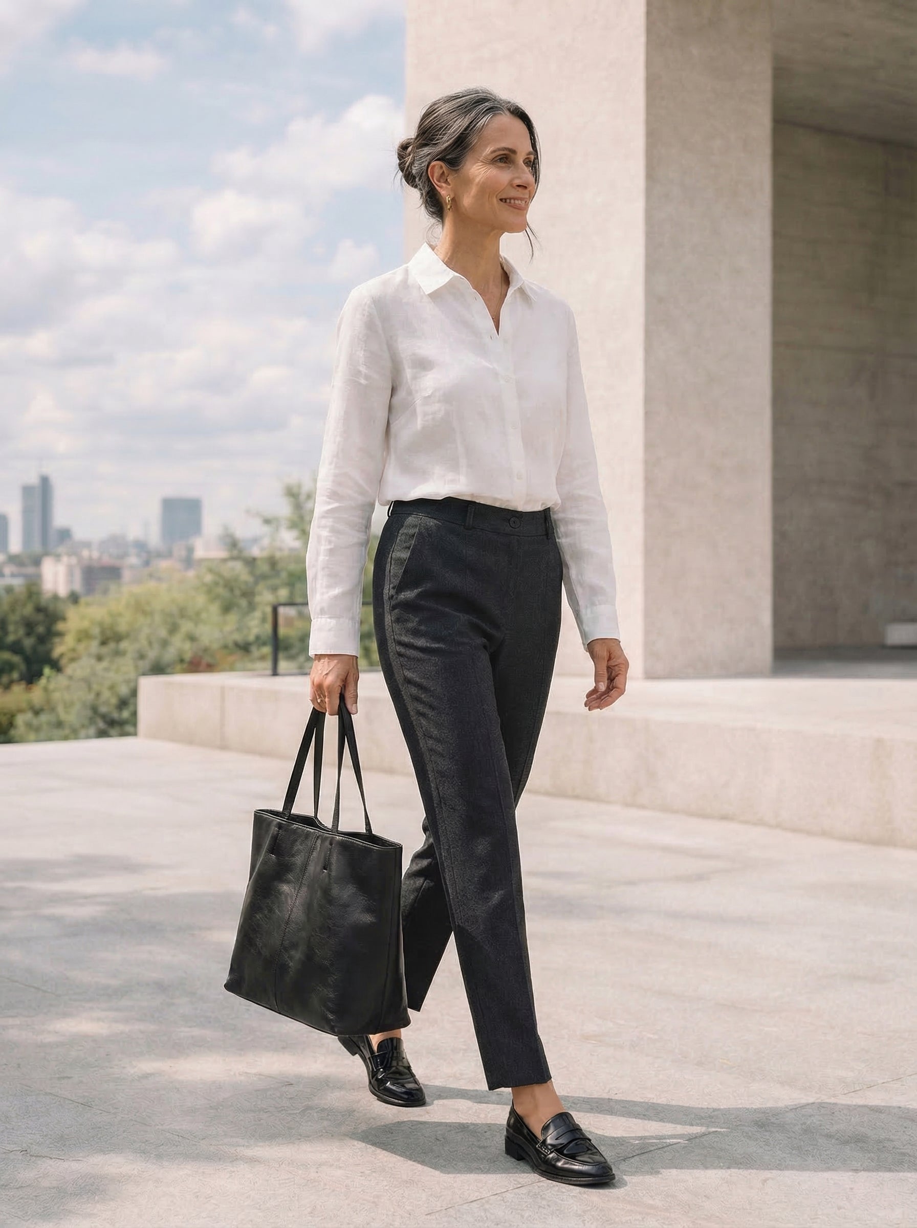 LINTICO Linen Tailored Straight Cropped Pants LOGAN — Cropped detail