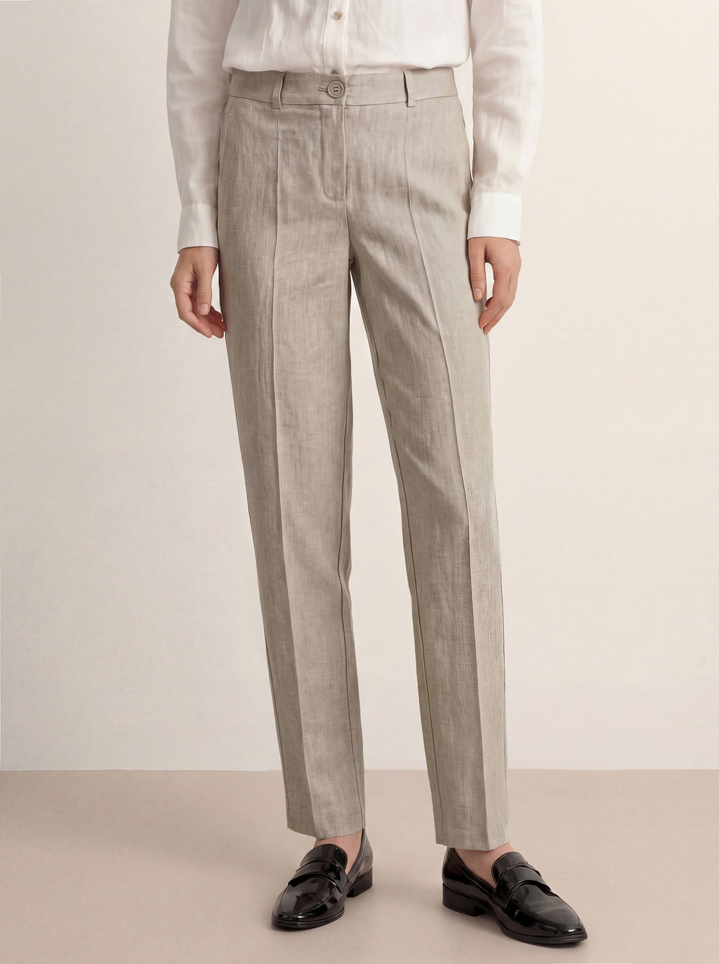 LINTICO Linen Tailored Straight Full Length Pants LANDON — color detail