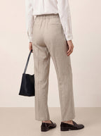 Linen Tailored Wide Leg Full Length Pants LEIGHTON