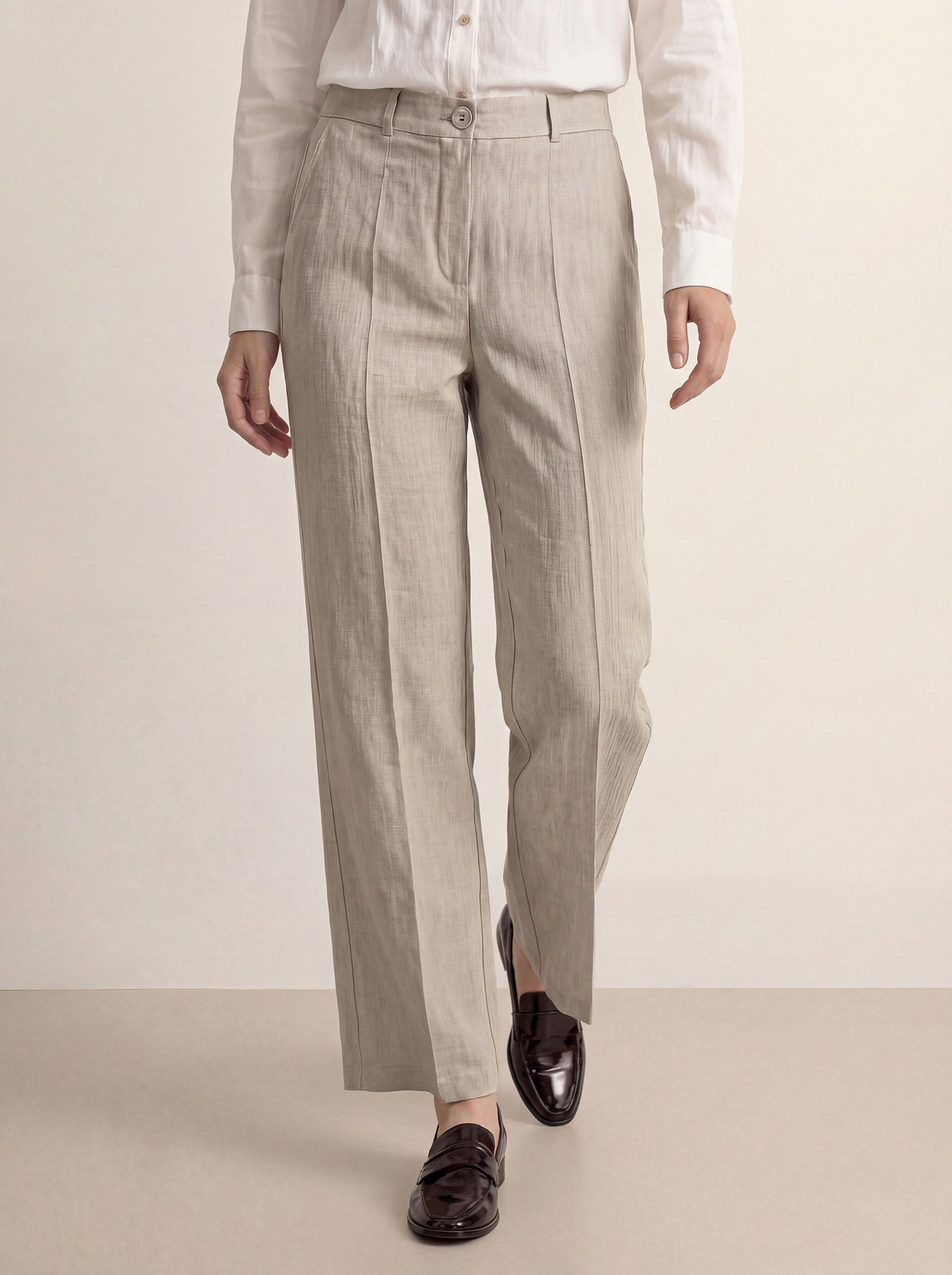 LINTICO Linen Tailored Wide Leg Full Length Pants LEIGHTON — detail shot 9