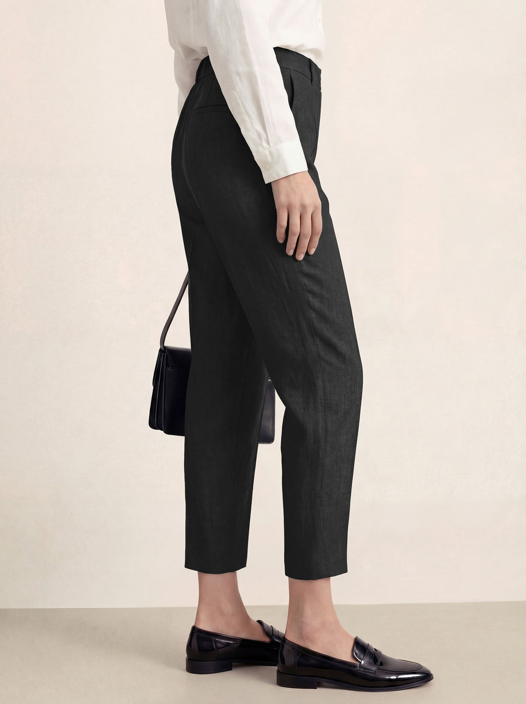 LINTICO Linen Tailored Straight Cropped Pants LOGAN — bottoms-pants-linen blend category context