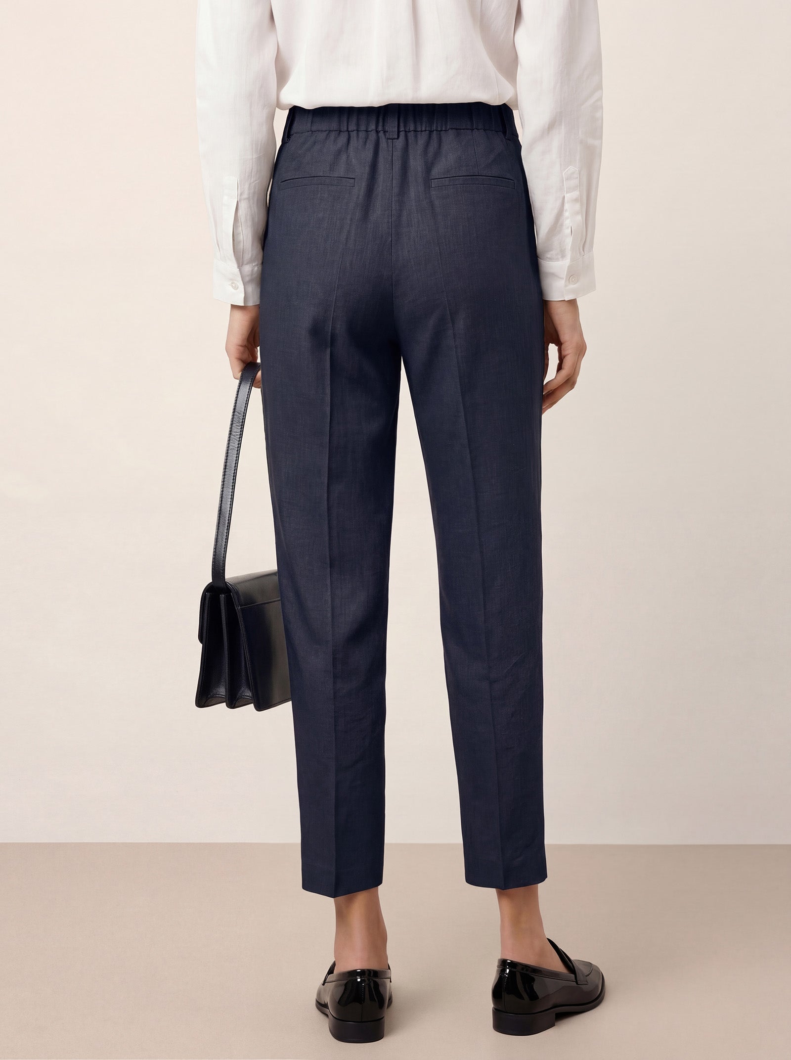 LINTICO Linen Tailored Straight Cropped Pants LOGAN — side view