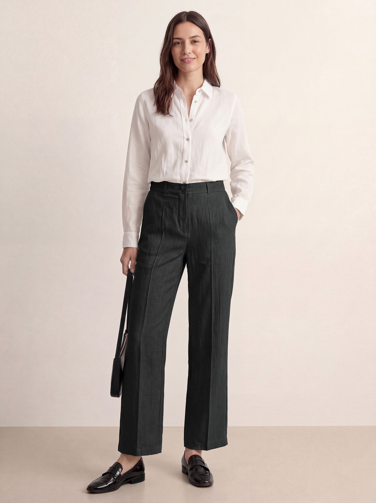 LINTICO Linen Tailored Wide Leg Full Length Pants LEIGHTON — detail shot 8