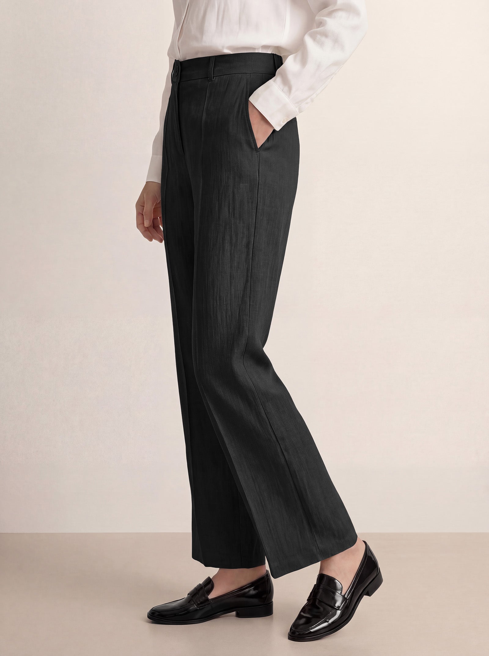 LINTICO Linen Tailored Wide Leg Full Length Pants LEIGHTON — detail shot 6